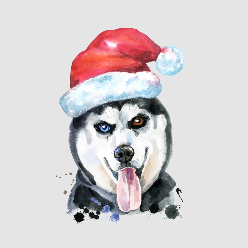Husky de Noël avec Chapeau Santa Femme Sweat à capuche