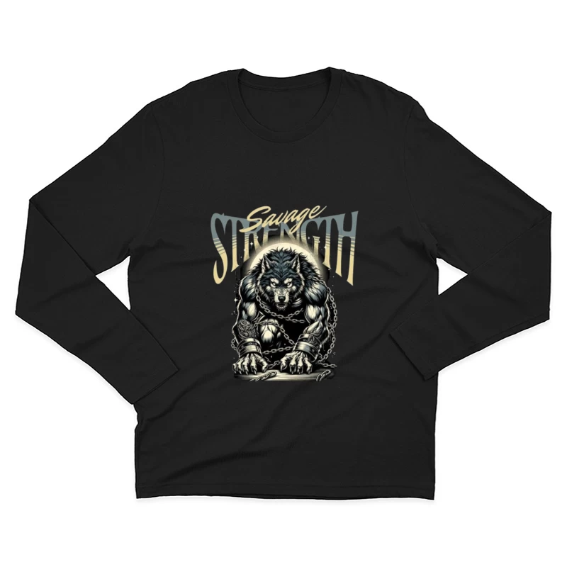 Savage Strength: Chained Werewolf Dark Art Male Long Sleeve T-Shirt