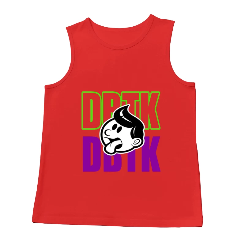 Playful Cartoon Logo Design Male Tank Top