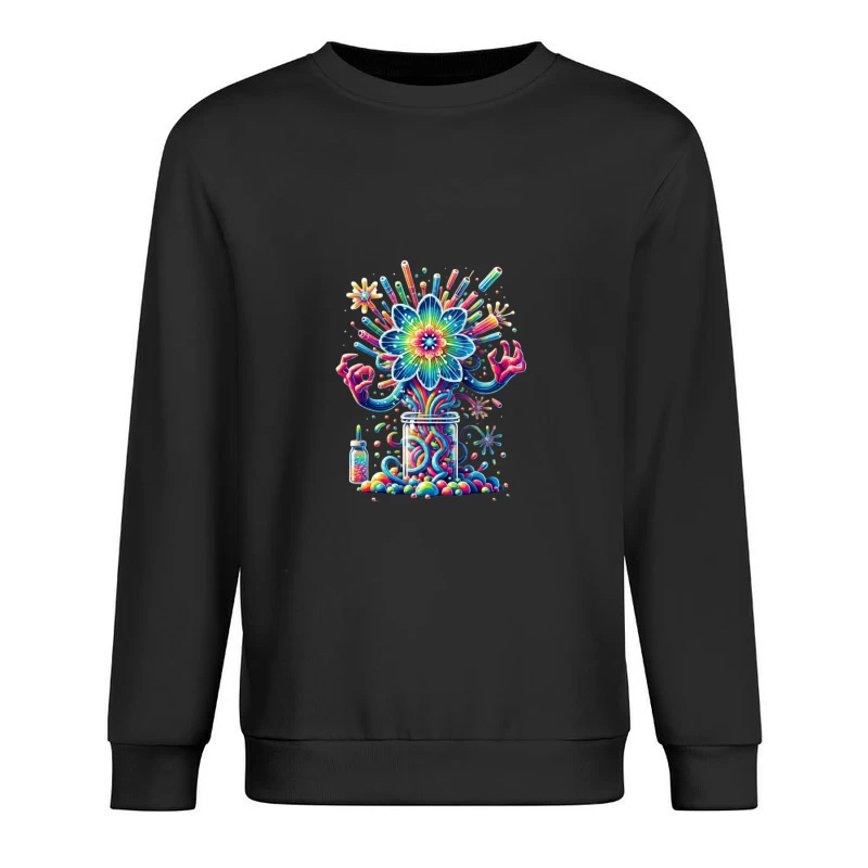 Vibrant Rainbow Flower Explosion from Mason Jar Male Pullover Sweatshirt