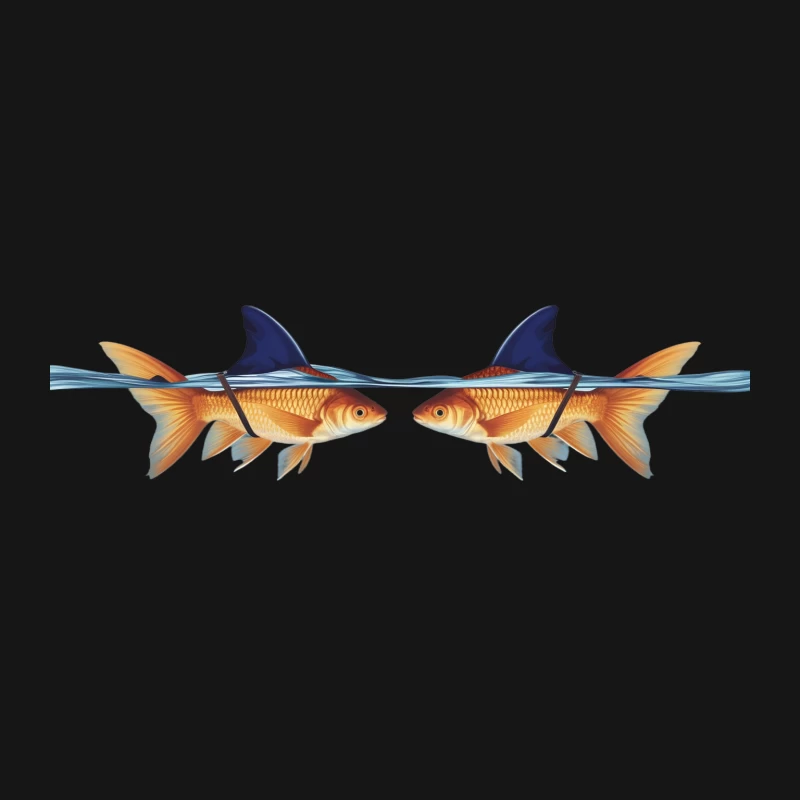 Surreal Goldfish with Shark Fins: A Creative Aquatic Illusion Desk Mat