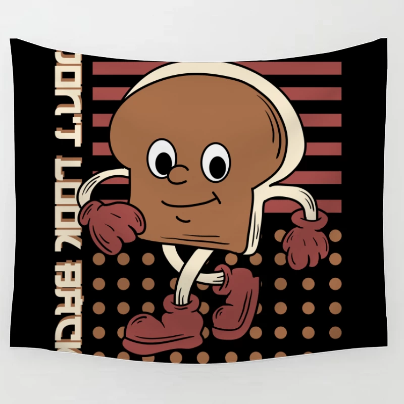 Cheerful Walking Bread Character Tapestry