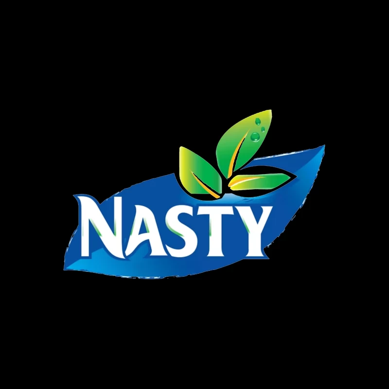 Nasty Brand Logo with Blue Banner and Green Leaf Emblem Travel Mug