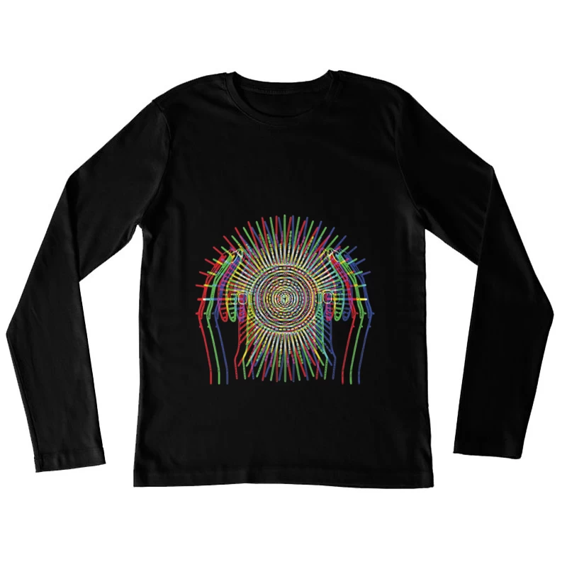 Design abstrait de lignes colorées Femme Manches Longues T-Shirt