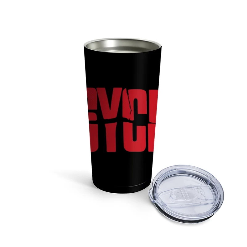 Red Typography Logo of Classic Horror Film "Psycho" Travel Mug