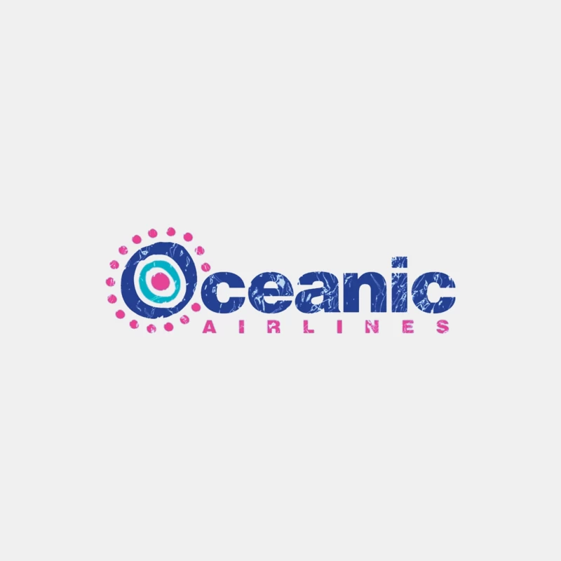 Oceanic Airlines Vintage-Style Logo Design with Blue and Pink Color Scheme Male Tank Top