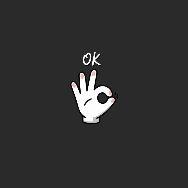 Simple Cartoon Hand Making OK Gesture Illustration Baseball Cap