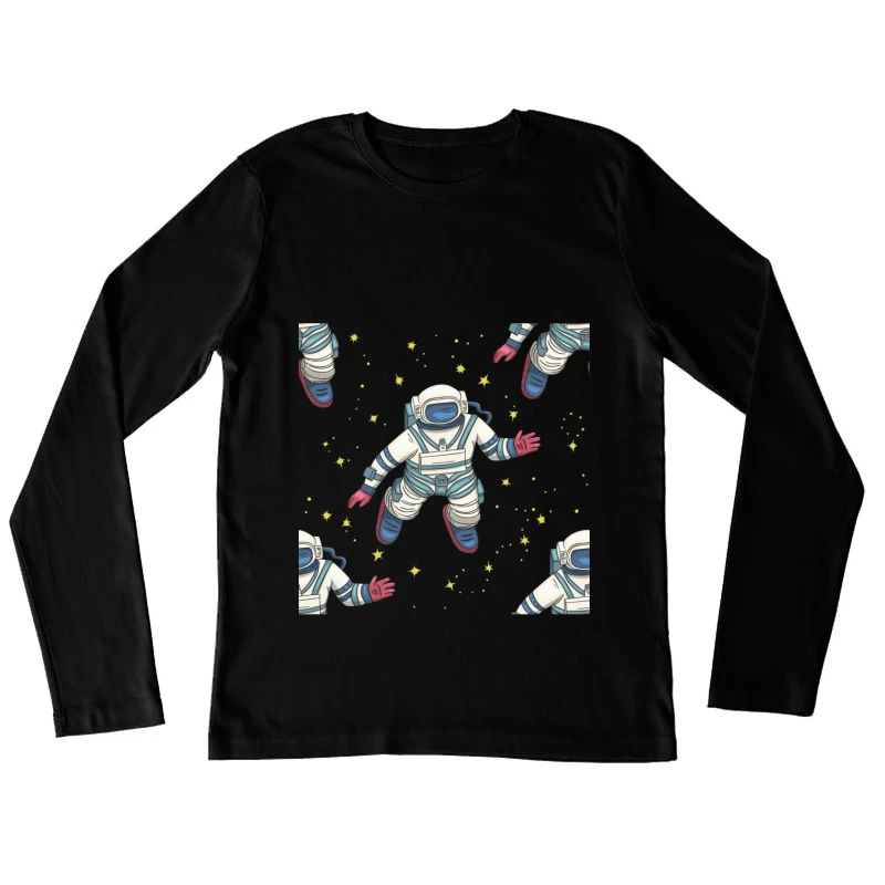 Astronautenmuster im Weltraum Damen Langarm T-Shirt