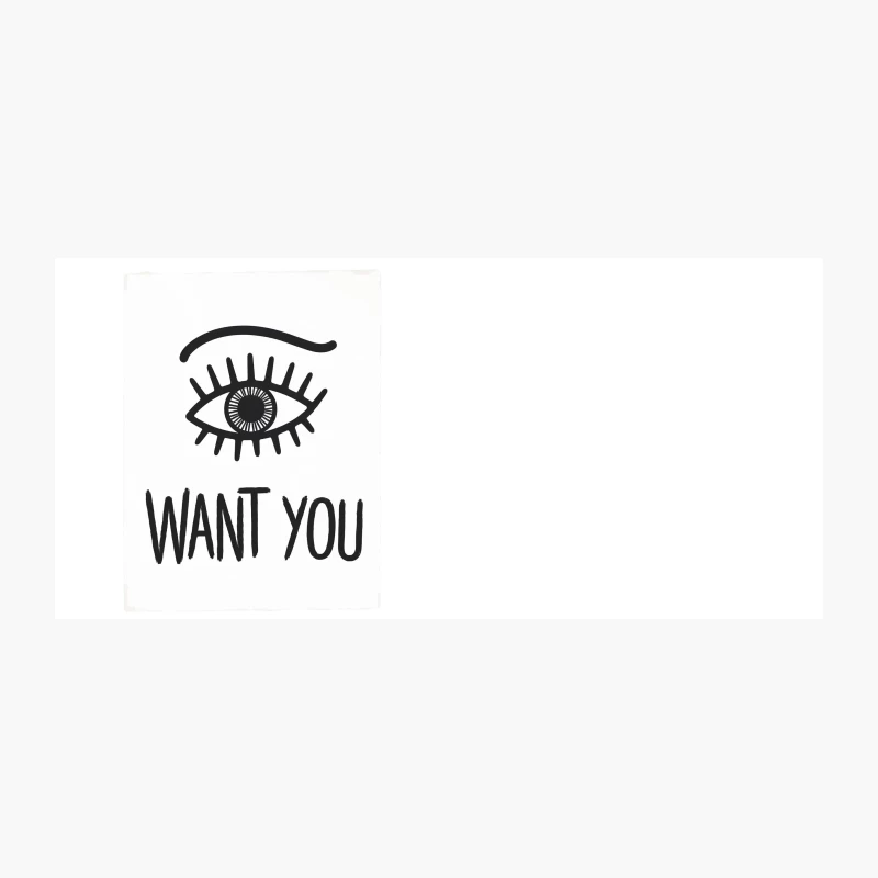 Minimalist Eye Graphic with "Want You" Text Coffee Mug