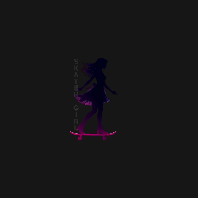 Stylish Skater Girl Silhouette in Pink and Black Desk Mat