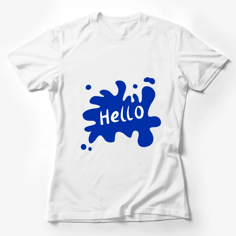 Blauer Spritzer mit 'Hallo' Damen T-Shirt