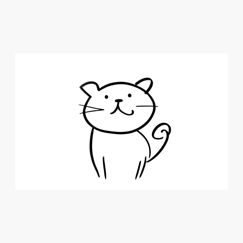 Minimalist Cartoon Cat: Simple and Cute Line Art Drawing Travel Mug