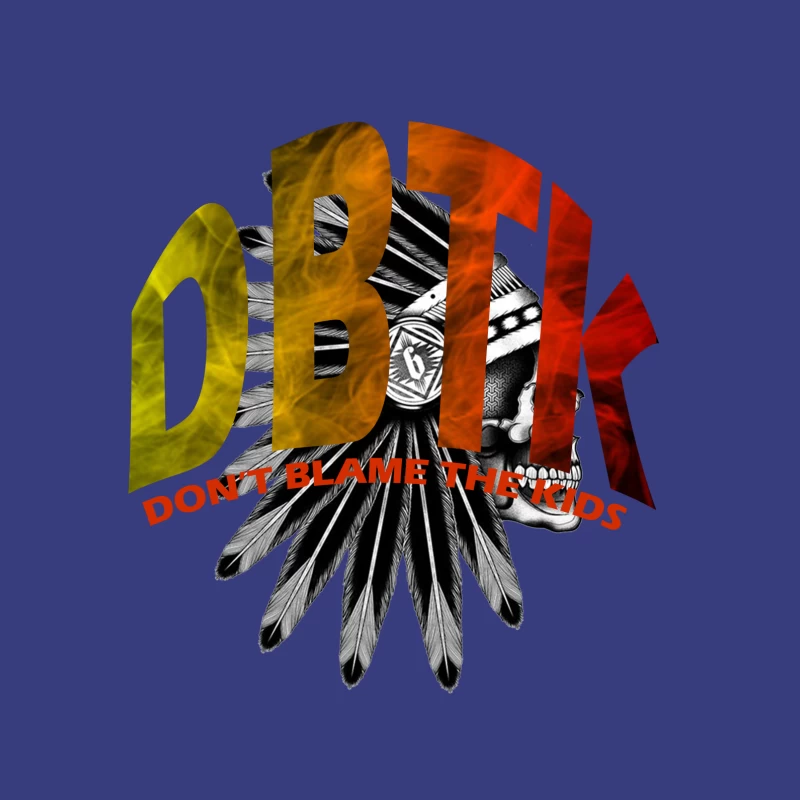 DBTK Logo Design Featuring Feathers and Skull Tapestry