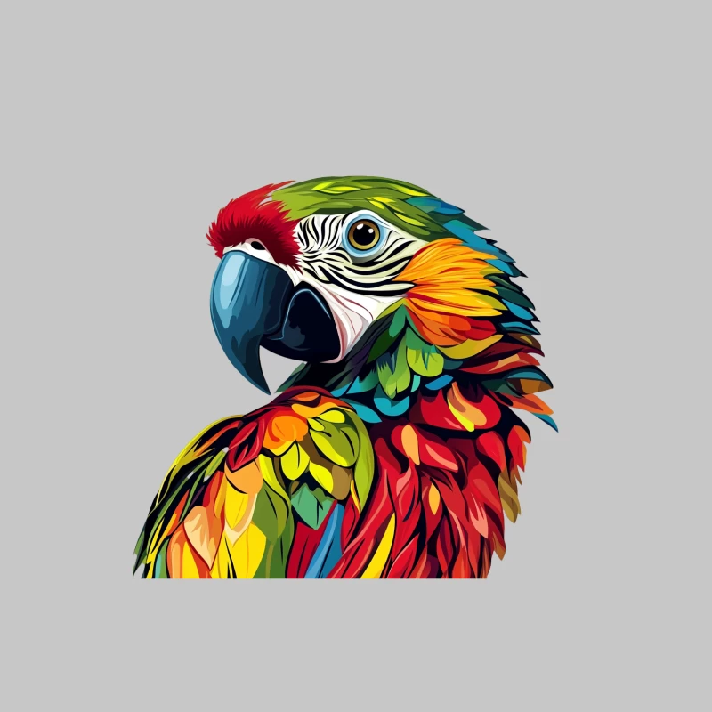 Vibrant Artistic Rendering of Colorful Tropical Macaw Parrot Male Long Sleeve T-Shirt