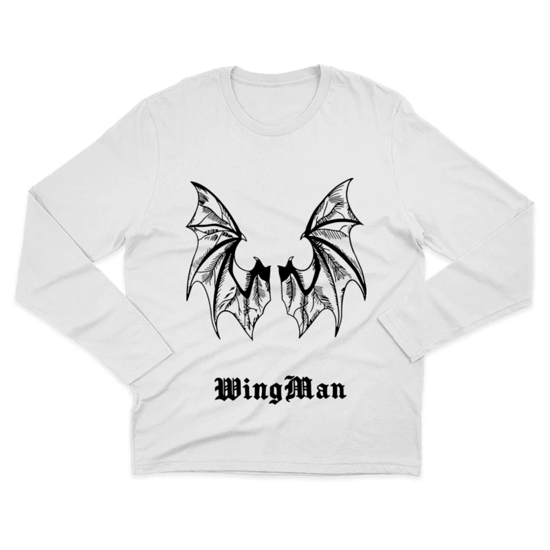 Fledermausflügel-Design mit Schriftzug Herren Langarm T-Shirt