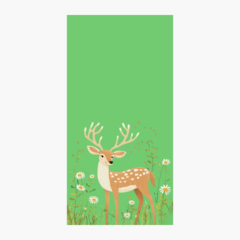 Cute Illustrated Deer in Woodland Flower Scene iPhone Case