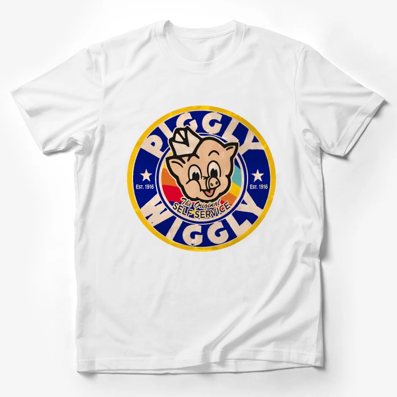 Vintage Piggly Wiggly Supermarket Logo - The Original Self Service Store Since 1916 Male T-Shirt