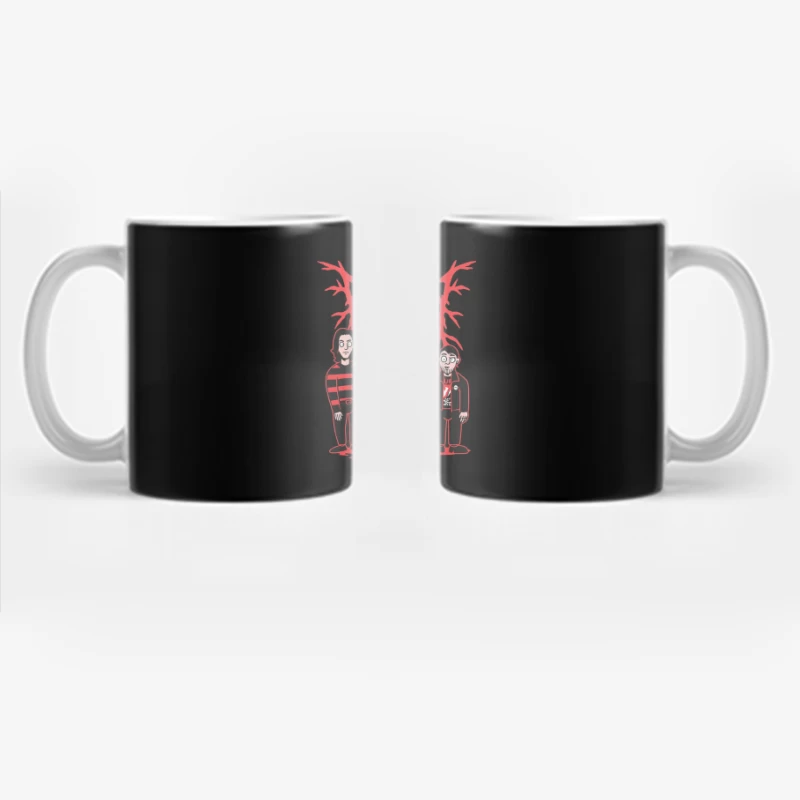 Gothic Rock Band Cartoon in Red and Black Style Coffee Mug