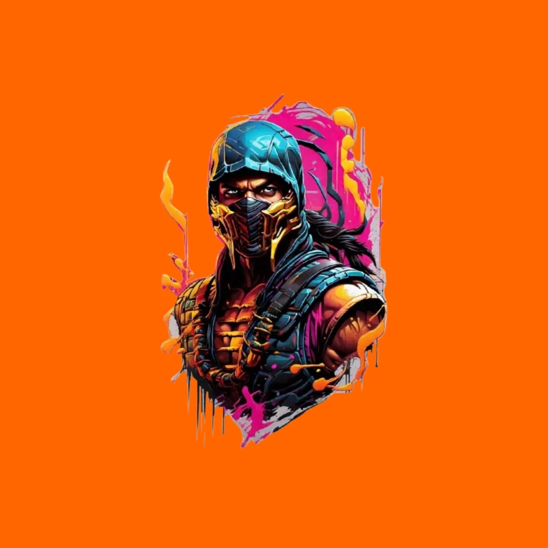 Vibrant Digital Art of a Masked Character Mouse Pad