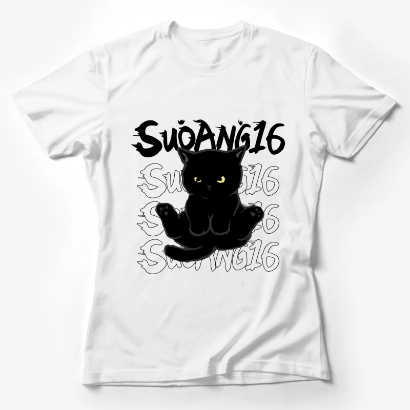 Niedliche schwarze Katze Illustration Damen T-Shirt