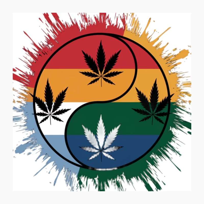 Rainbow Cannabis Yin Yang with Pride Splash Pin