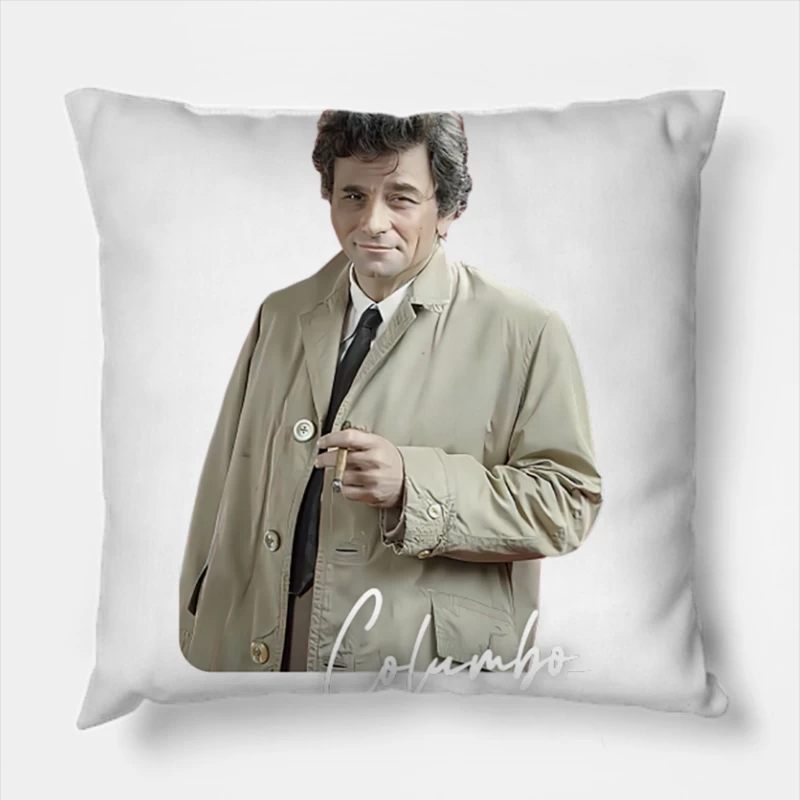 Columbo  Vintage Style Retro TV Throw Pillow