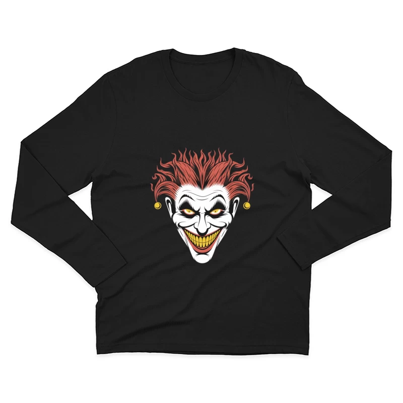 Evil Grinning Joker Clown with Red Hair Male Long Sleeve T-Shirt