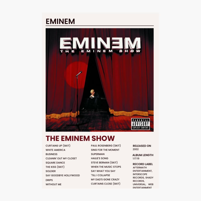 Eminem's "The Eminem Show" Album Cover with Tracklist Cotton Tote Bag