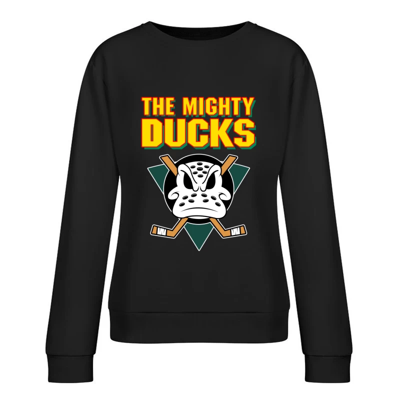 Mighty Ducks Hockey Team Cartoon Logo Female Pullover Sweatshirt