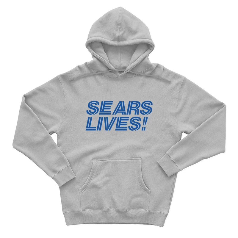 Sears Lives! Blue Text Logo Design Male Pullover Hoodie