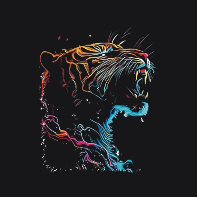 Bunte Tigerkunst, Farbe, Linienkunst Herren Pullover Hoodie