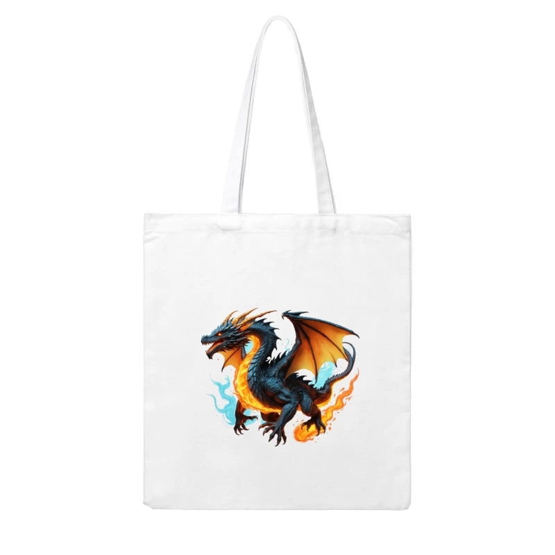 Majestic Fire Dragon Artwork Cotton Tote Bag