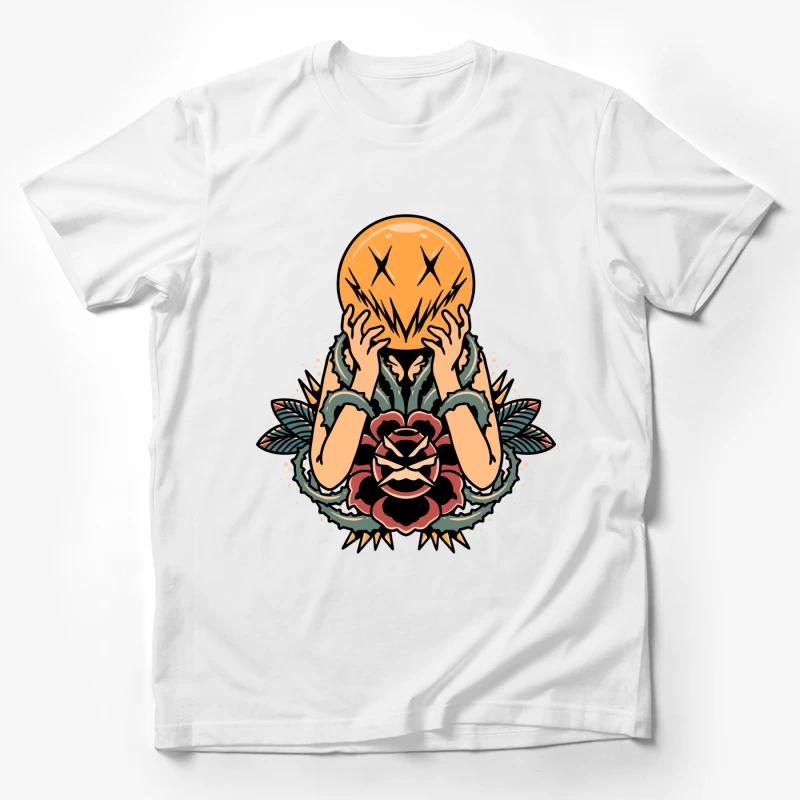 Surreal Floral Mask Illustration Male T-Shirt