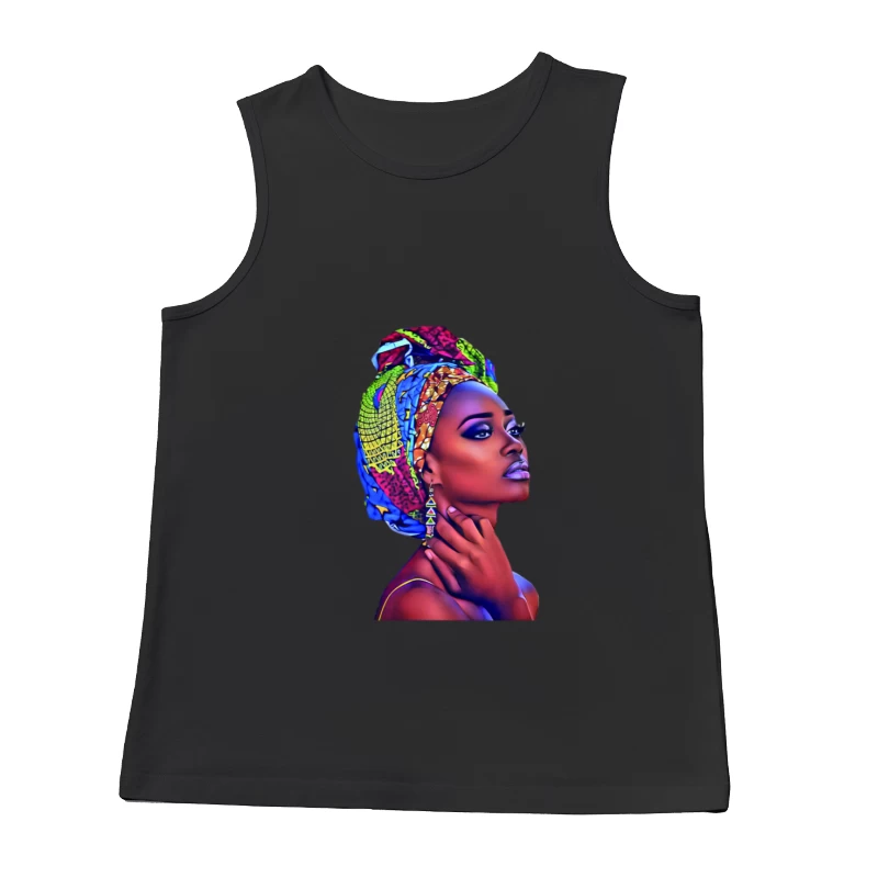 Frau mit buntem Kopftuch Herren Tanktops