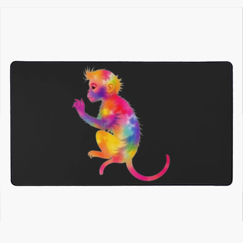 Rainbow Gradient Monkey Art Desk Mat