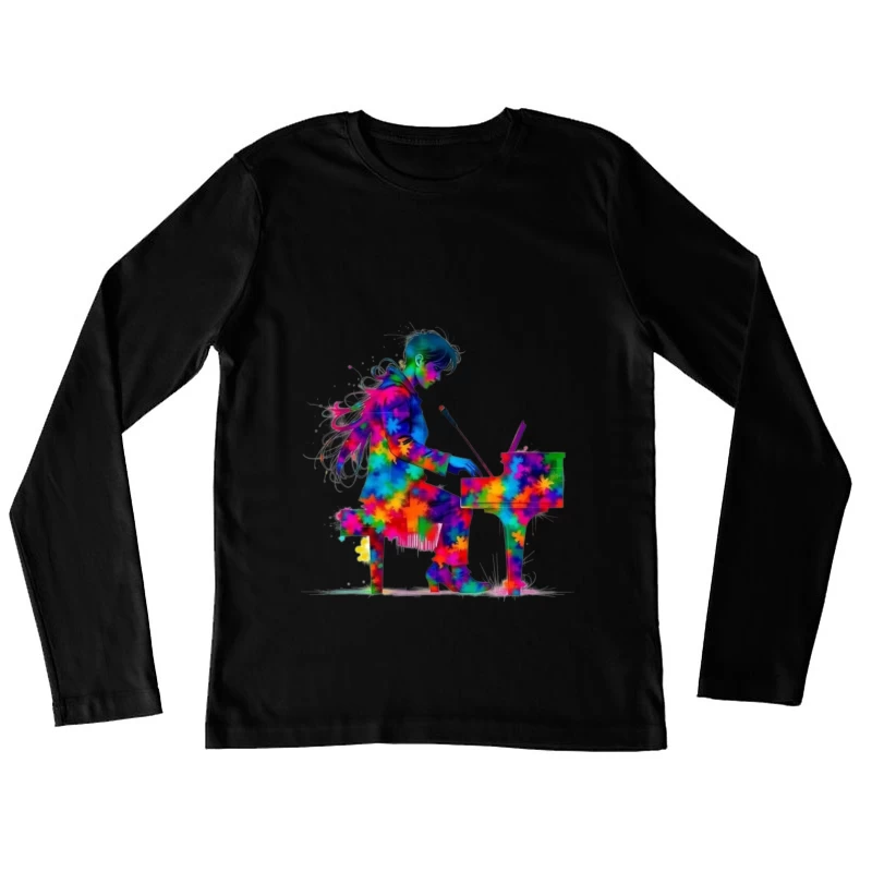 Colorful Piano Performance Female Long Sleeve T-Shirt