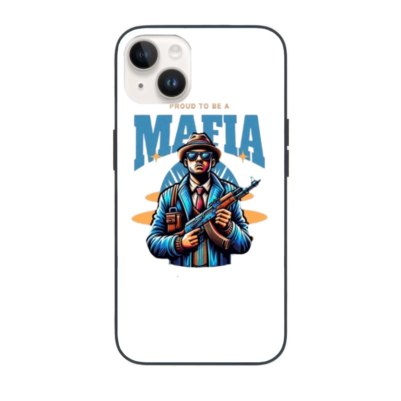 Vintage-Style Mafia Gangster Illustration with Weapon iPhone Case