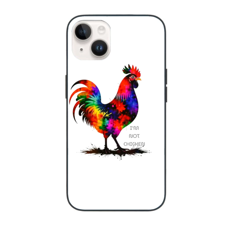 Rainbow Watercolor Rooster with Text iPhone Case