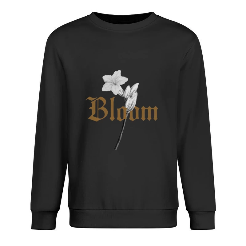Blume und Gotik-Schrift Herren Pullover Sweatshirt