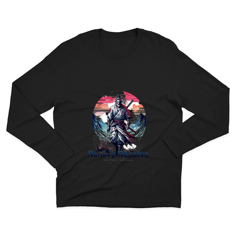 Lone Ronin's Resolve Against Mountain Sunset Male Long Sleeve T-Shirt