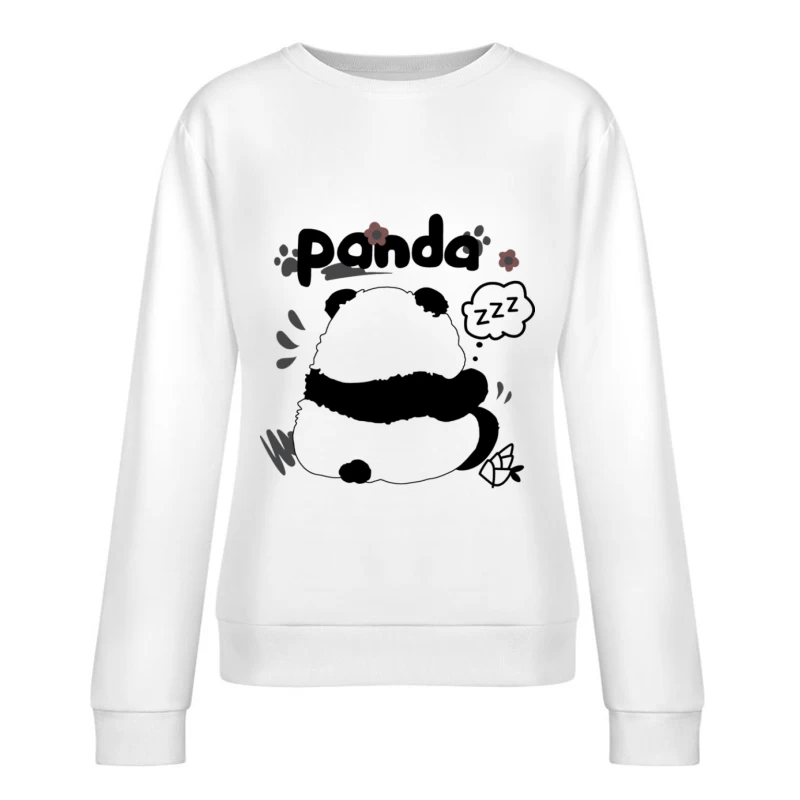 Schlafender Pandabär mit Blumen Damen Pullover Sweatshirt