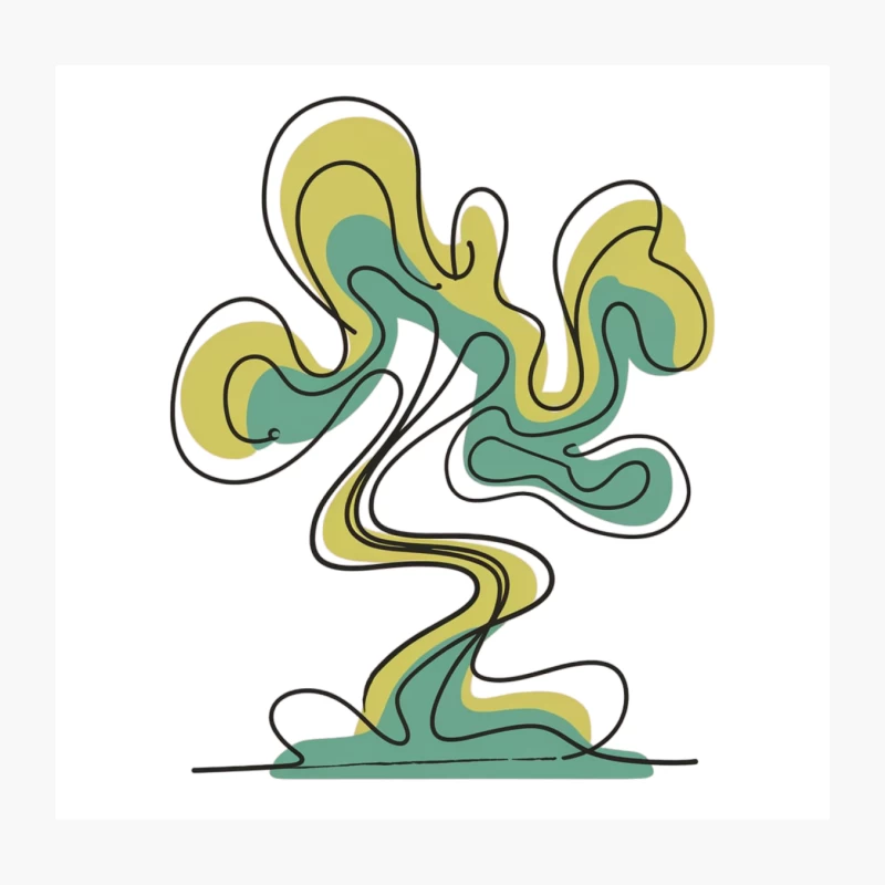 Fluid Abstract Green and Yellow Organic Form Throw Pillow