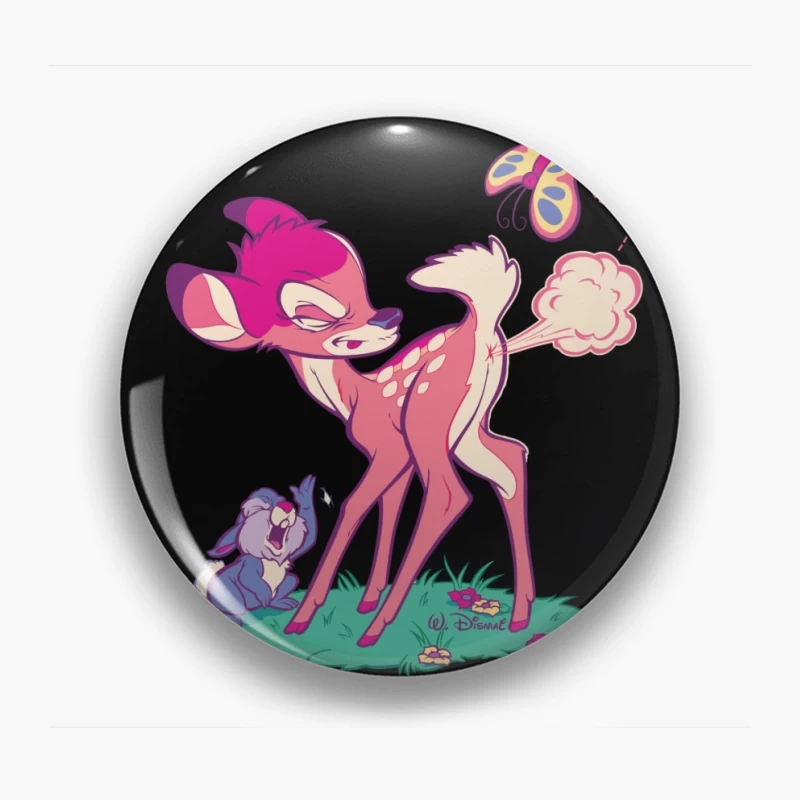 Cute Cartoon Deer with Butterfly Pin