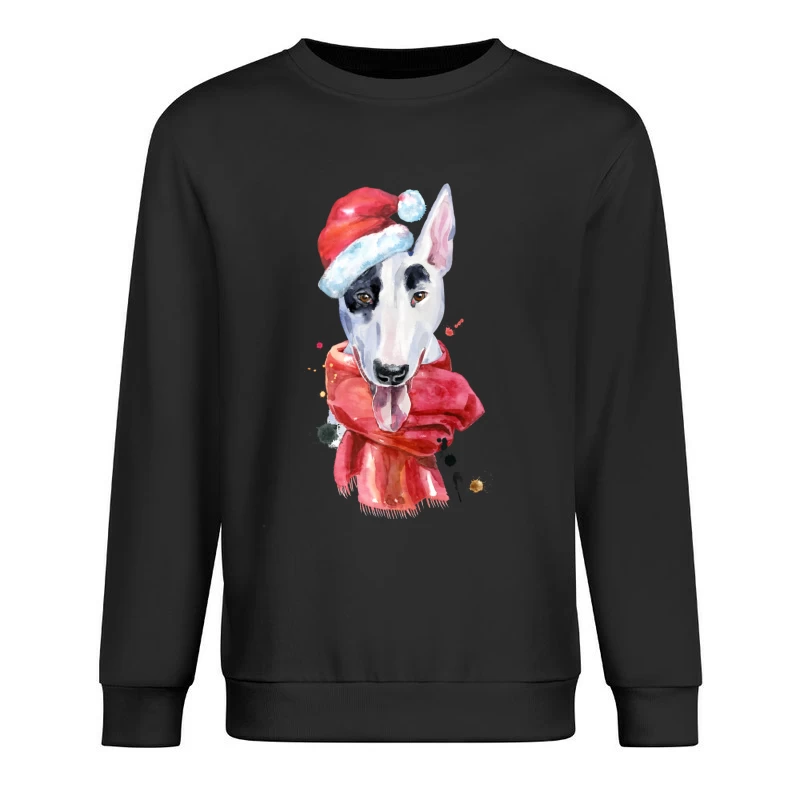 Chien en chapeau de Noël et écharpe Homme Sweat-shirt à enfiler