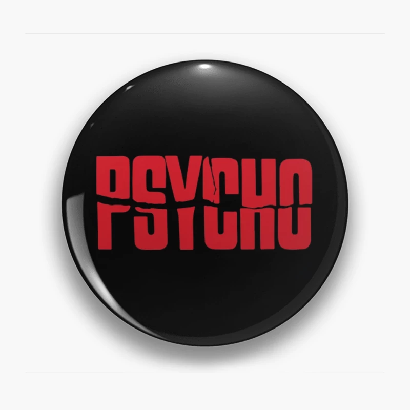 Red Typography Logo of Classic Horror Film "Psycho" Pin