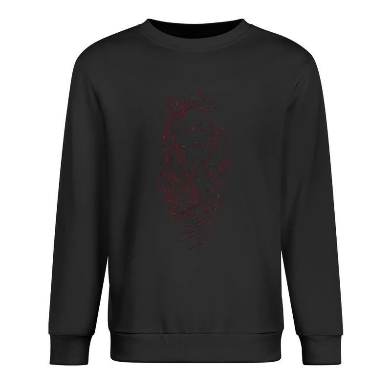 Mystische Zeichnung mit dunklen Linien Herren Pullover Sweatshirt