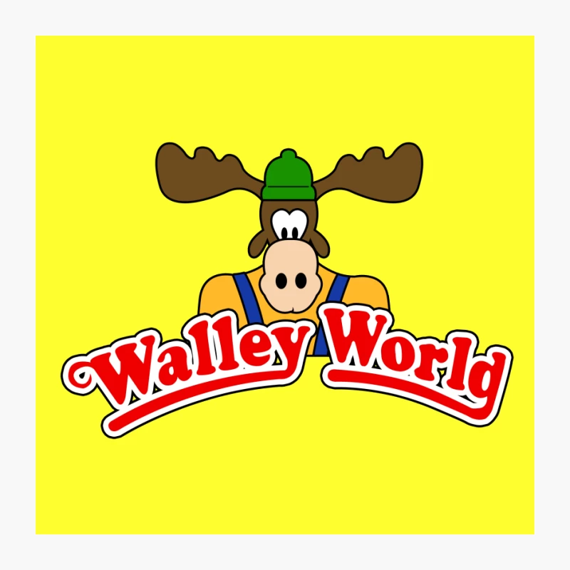 Walley World Amusement Park Cartoon Moose Mascot Logo Pin