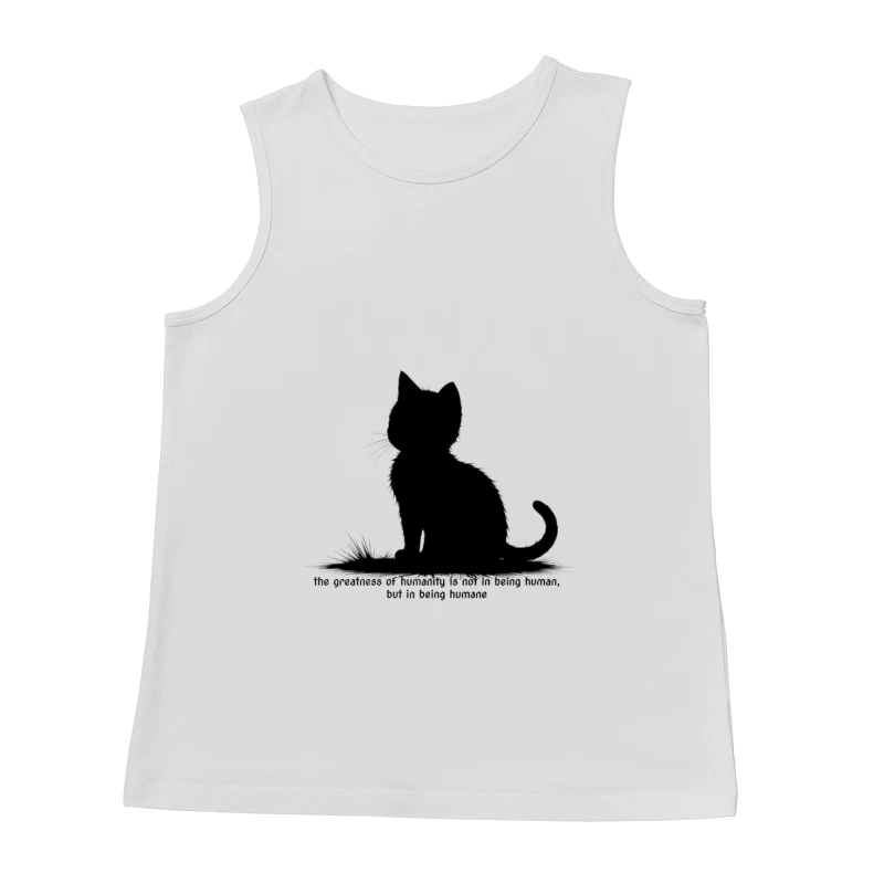 Black Cat Silhouette with Humane Message Male Tank Top