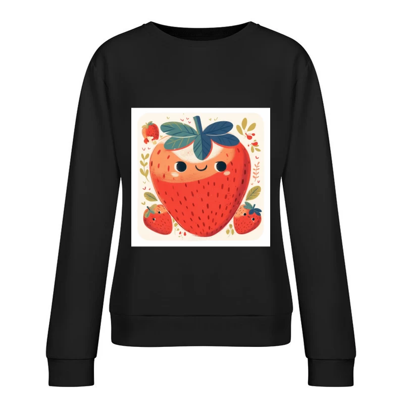 Adorable Kawaii Strawberry Family Illustration Female Pullover Sweatshirt