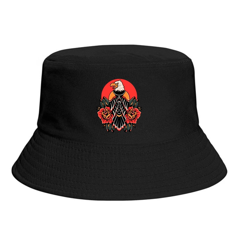 Eagle and Roses Tattoo Art Bucket Hat